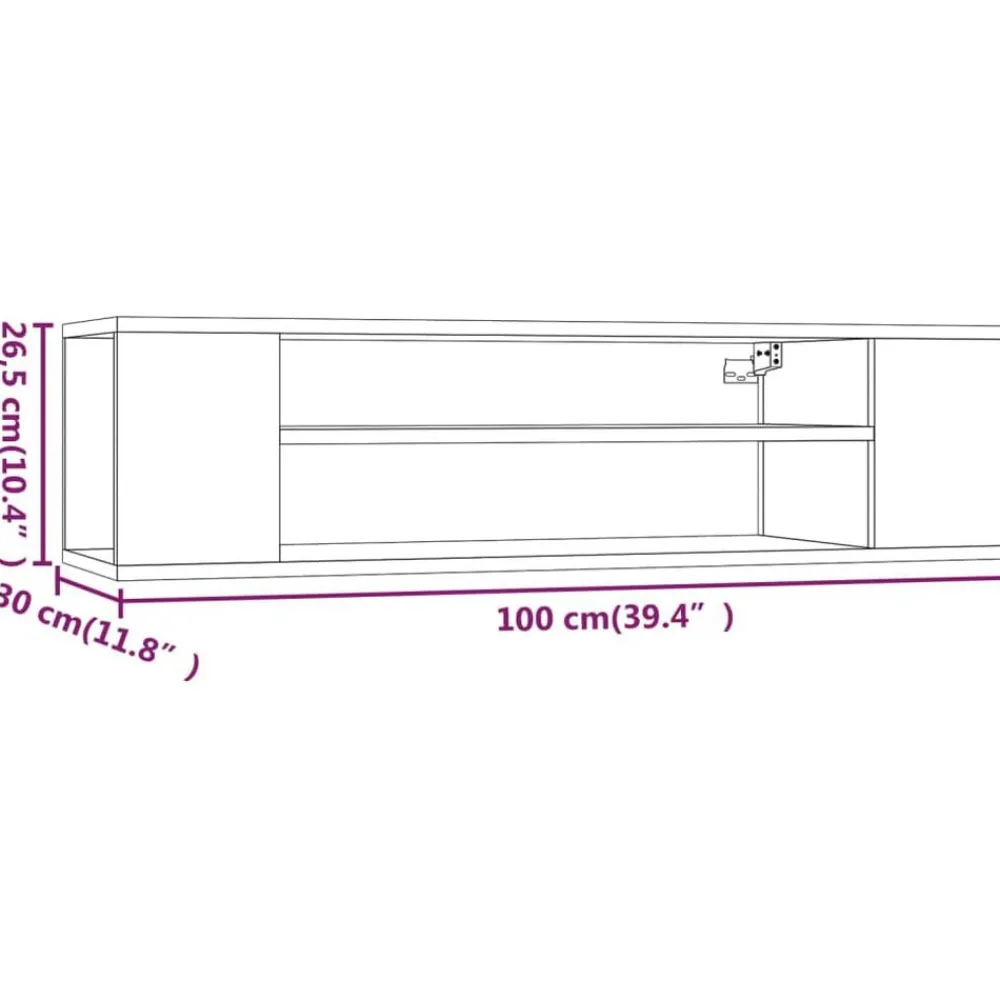 vidaXL Mueble de TV colgante madera contrachapada gris 100x30x26,5 cm Gris sonoma Hot