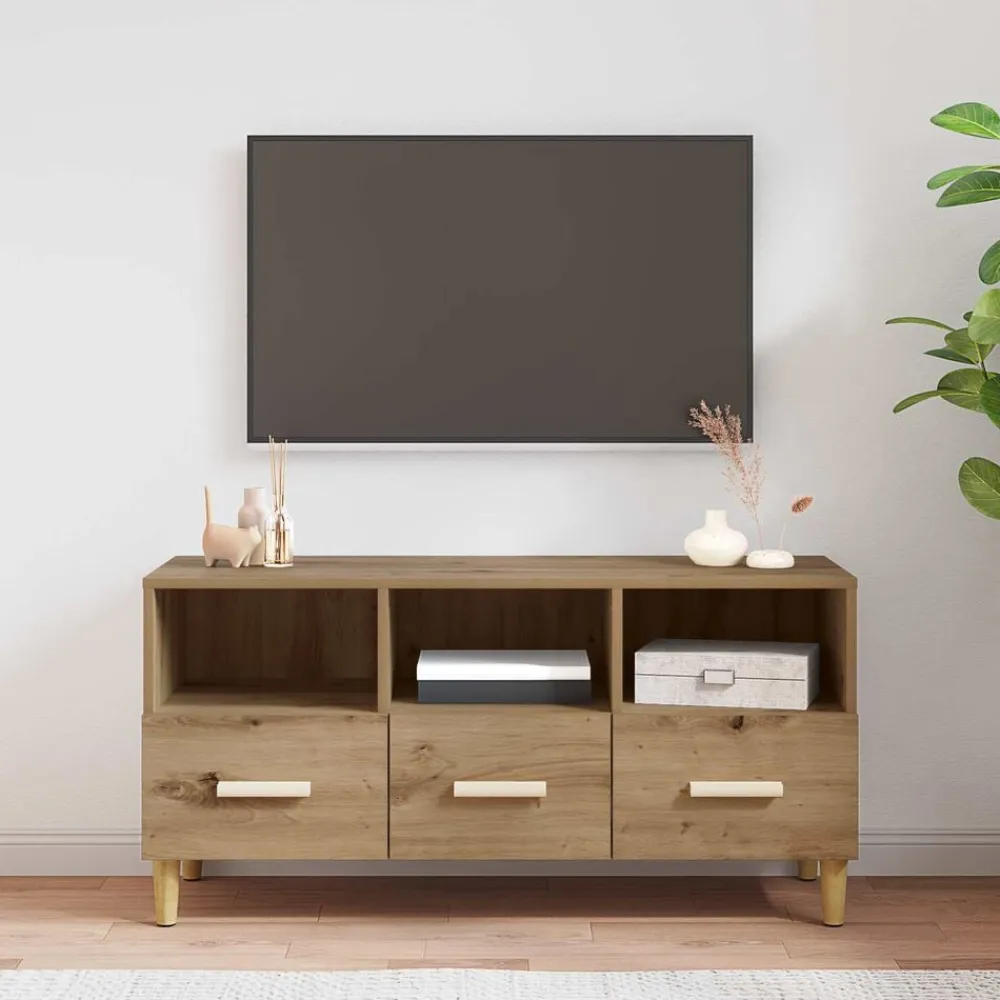 vidaXL Mueble de TV con cajón Roble Artesanal 102 x 36 x 50 cm Roble artisan Discount
