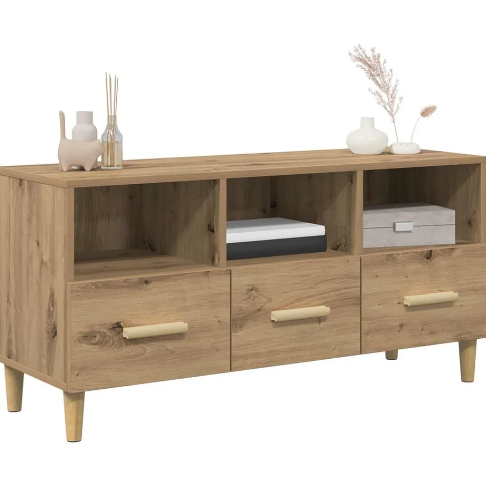 vidaXL Mueble de TV con cajón Roble Artesanal 102 x 36 x 50 cm Roble artisan Discount