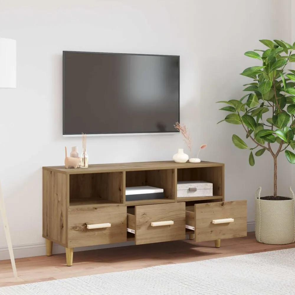 vidaXL Mueble de TV con cajón Roble Artesanal 102 x 36 x 50 cm Roble artisan Discount
