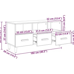 vidaXL Mueble de TV con cajón Roble Artesanal 102 x 36 x 50 cm Roble artisan Discount