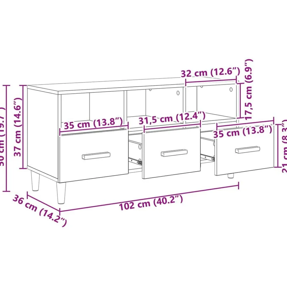 vidaXL Mueble de TV con cajón Roble Artesanal 102 x 36 x 50 cm Roble artisan Discount