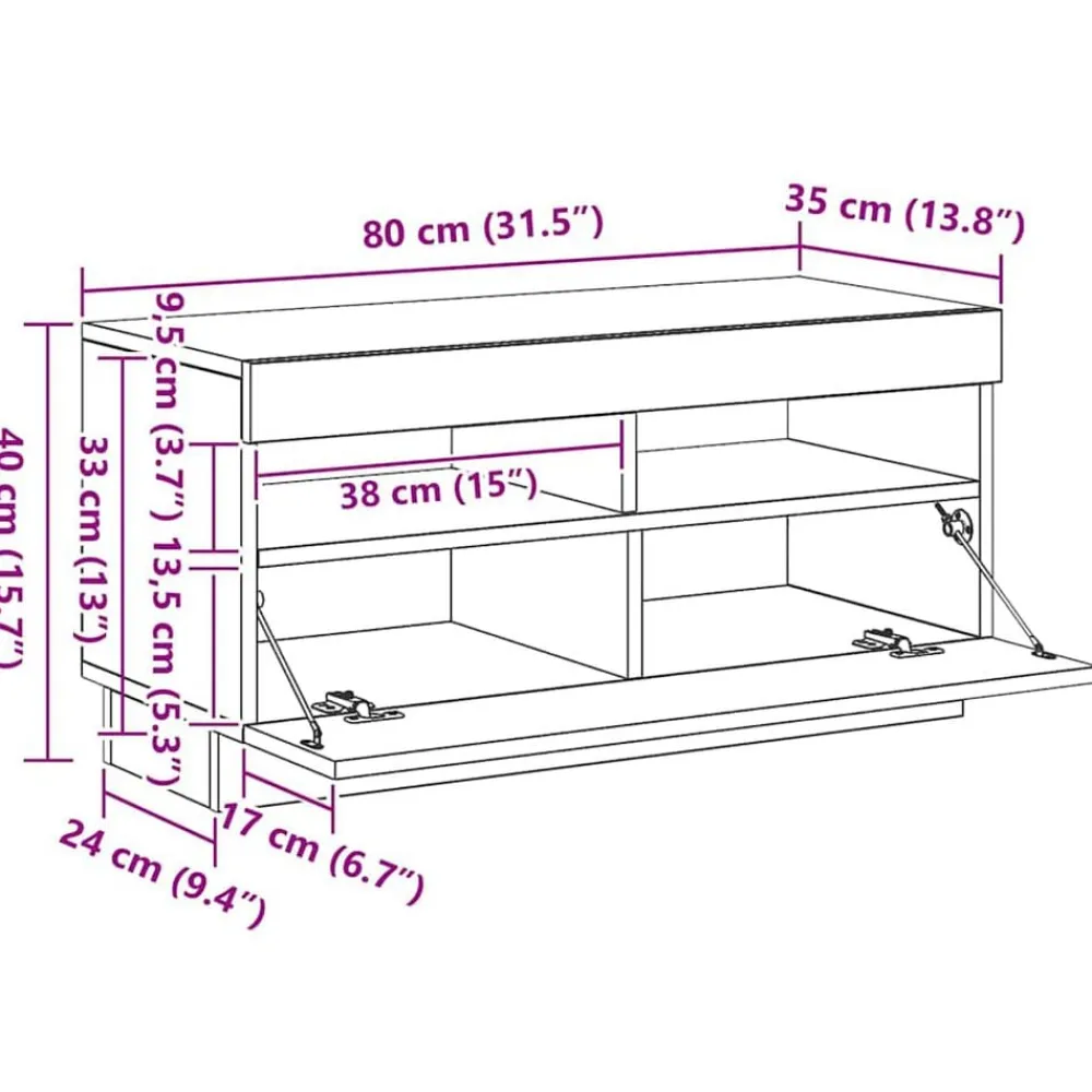 vidaXL Muebles Tv-Mueble de TV con luces LED 80x35x40 cm