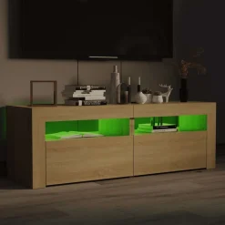 vidaXL Mueble de TV con luces LED 120x35x40 cm Roble Sonoma Outlet