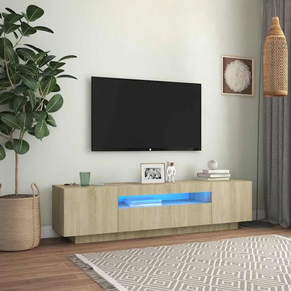 vidaXL Muebles Tv-Mueble de TV con luces LED 160x35x40 cm