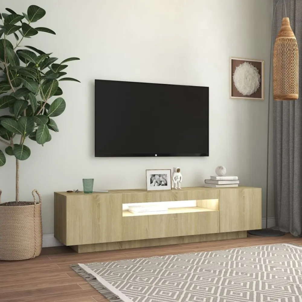 vidaXL Muebles Tv-Mueble de TV con luces LED 160x35x40 cm