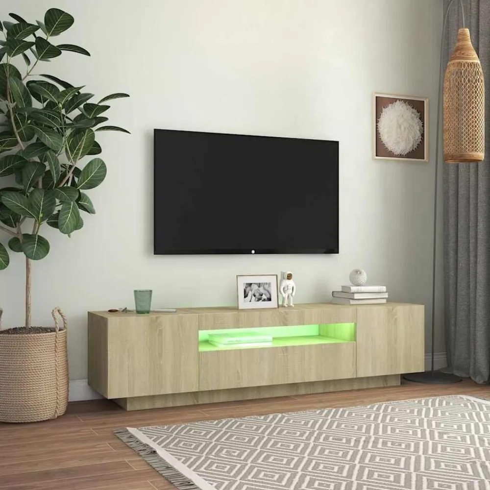 vidaXL Muebles Tv-Mueble de TV con luces LED 160x35x40 cm