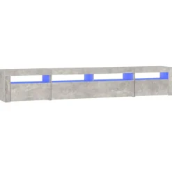 vidaXL Muebles Tv-Mueble de TV con luces LED gris hormigón 240x35x40 cm