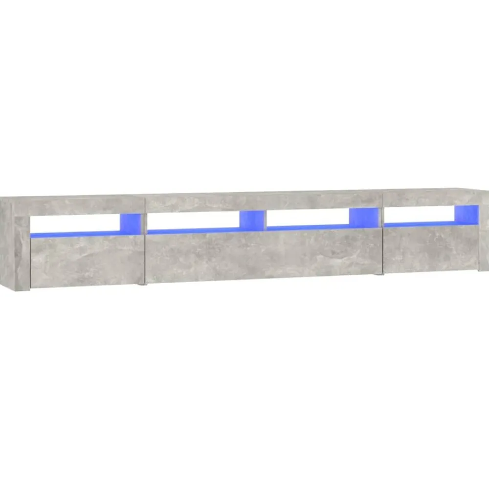vidaXL Muebles Tv-Mueble de TV con luces LED gris hormigón 240x35x40 cm
