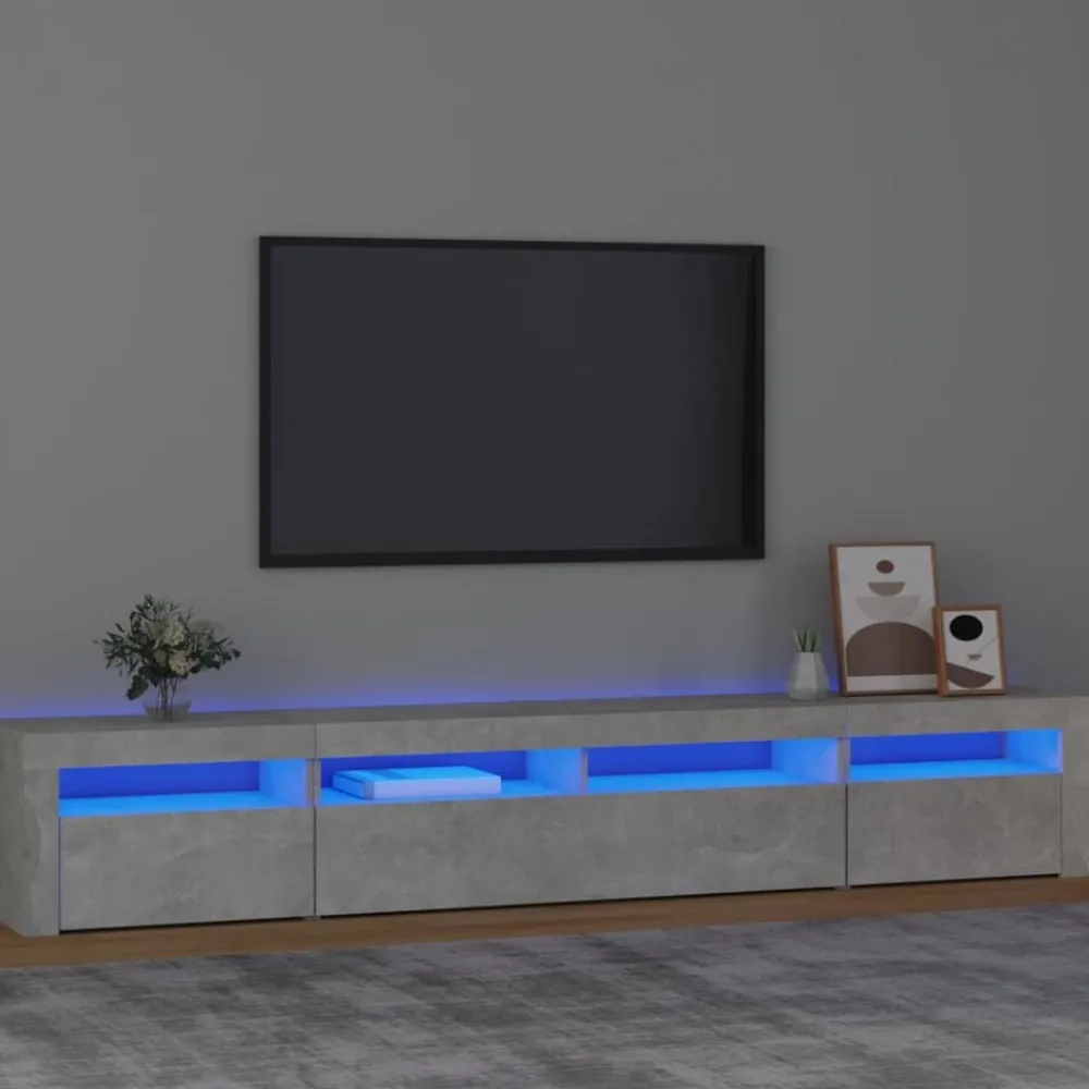 vidaXL Muebles Tv-Mueble de TV con luces LED gris hormigón 240x35x40 cm