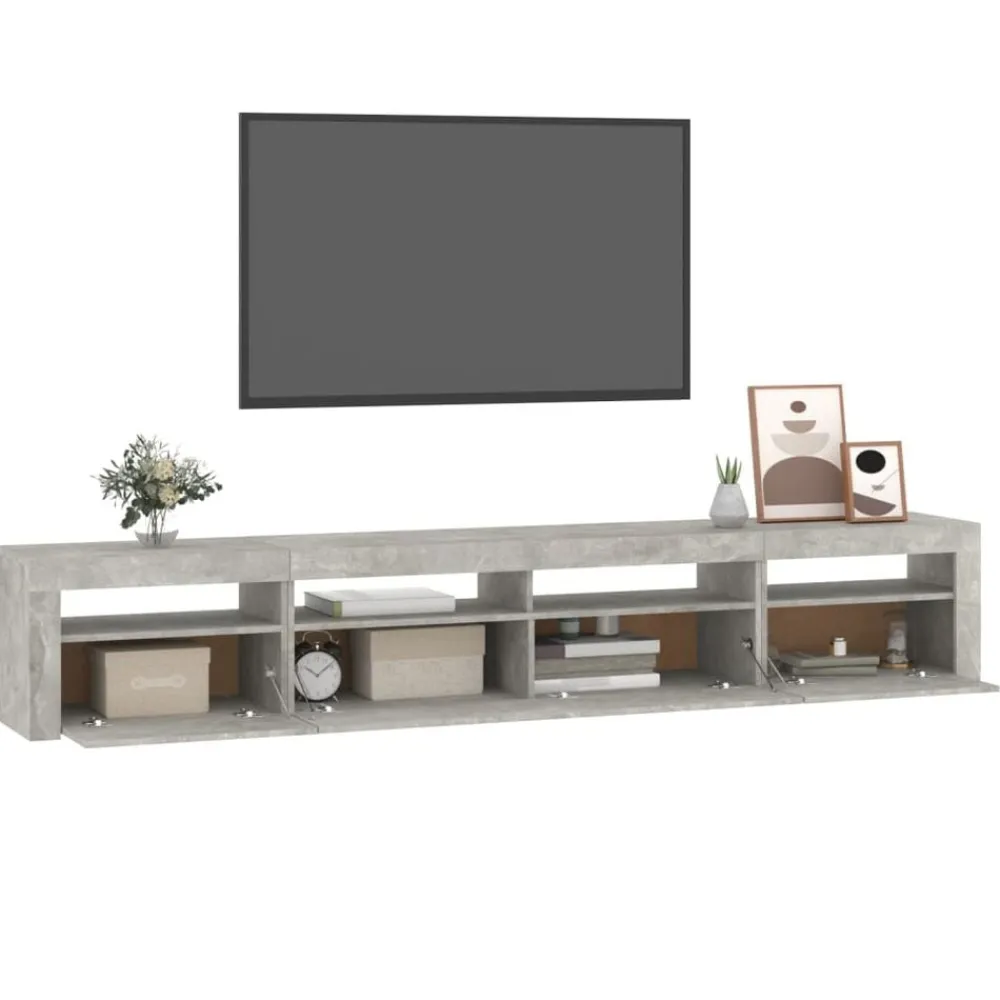 vidaXL Muebles Tv-Mueble de TV con luces LED gris hormigón 240x35x40 cm