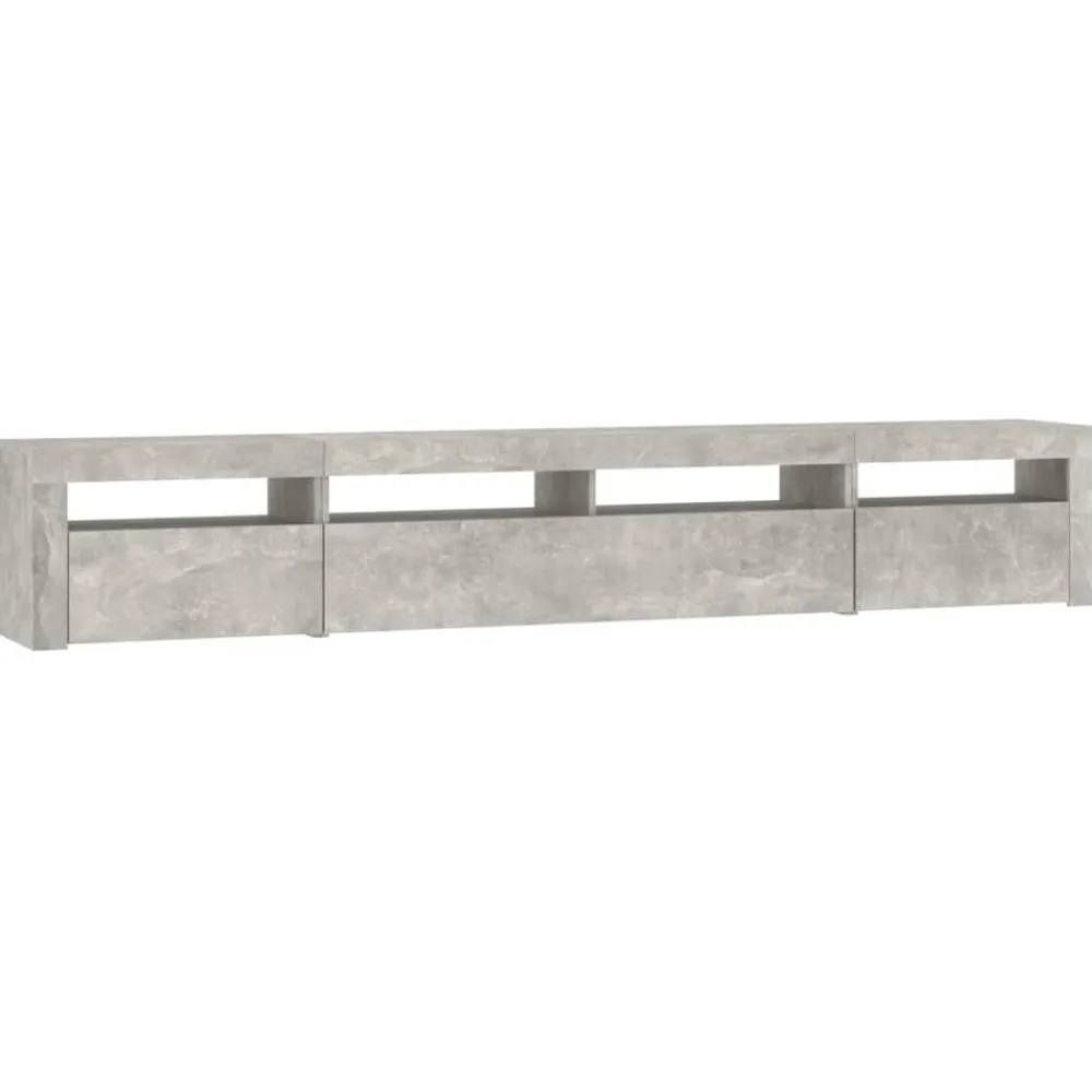 vidaXL Muebles Tv-Mueble de TV con luces LED gris hormigón 240x35x40 cm