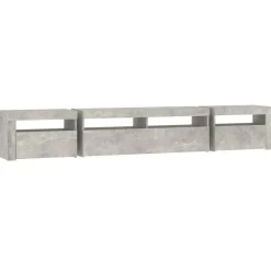vidaXL Muebles Tv-Mueble de TV con luces LED gris hormigón 240x35x40 cm