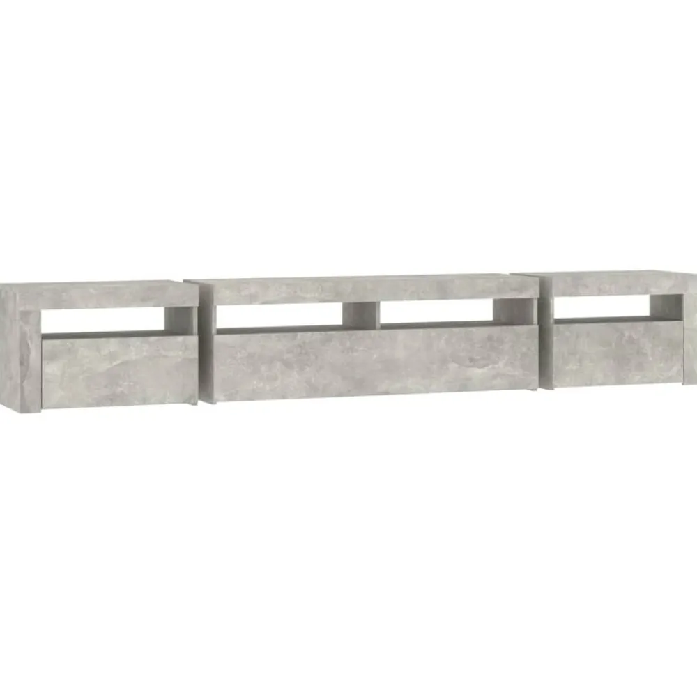 vidaXL Muebles Tv-Mueble de TV con luces LED gris hormigón 240x35x40 cm