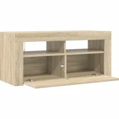 vidaXL Mueble de TV con luces LED 90x35x40 cm Roble Sonoma