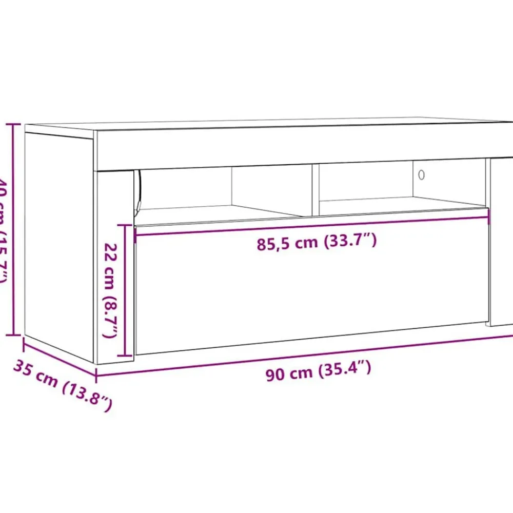 vidaXL Muebles Tv-Mueble de TV con luces LED 90x35x40 cm