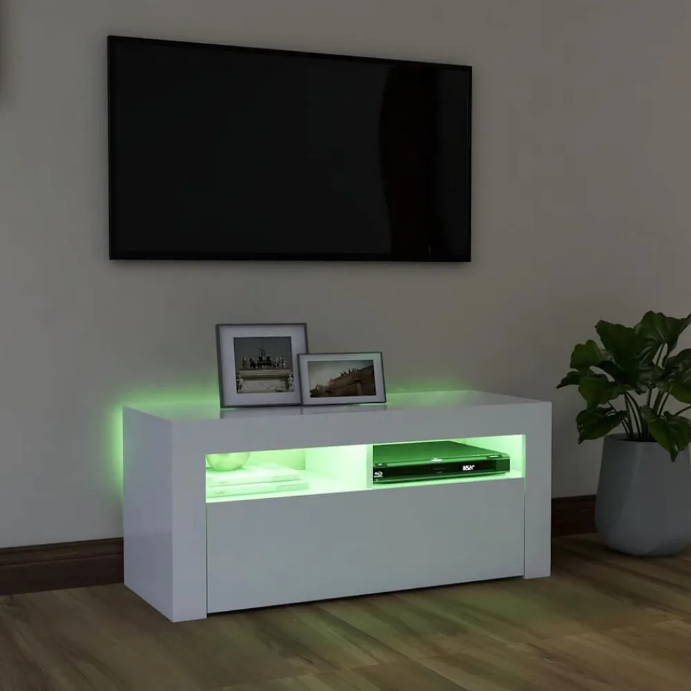 vidaXL Muebles Tv-Mueble de TV con luces LED 90x35x40 cm