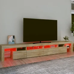 vidaXL Muebles Tv-Mueble de TV con luces LED 260x36,5x40 cm