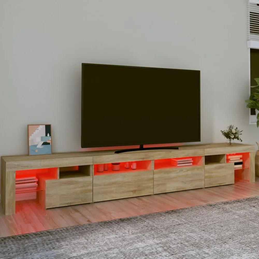 vidaXL Muebles Tv-Mueble de TV con luces LED 260x36,5x40 cm