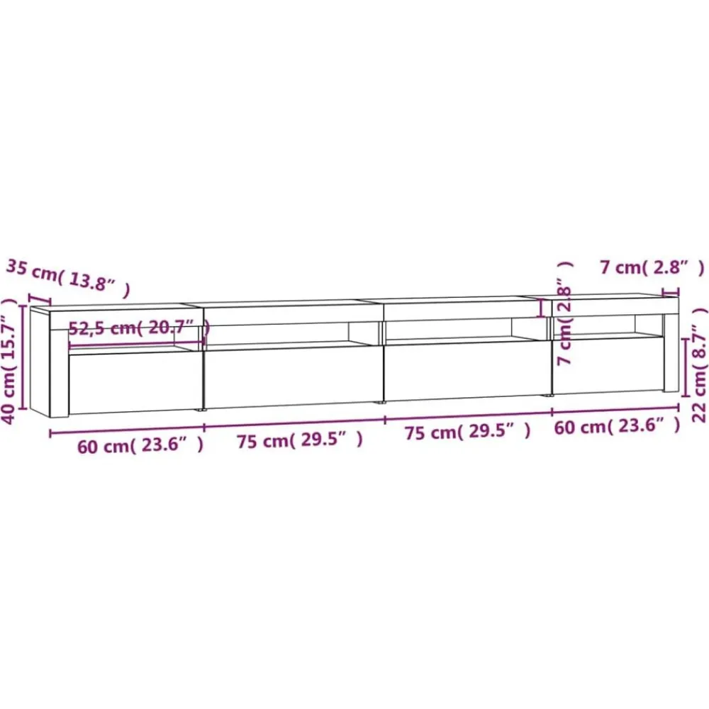 vidaXL Muebles Tv-Mueble de TV con luces LED 270x35x40 cm