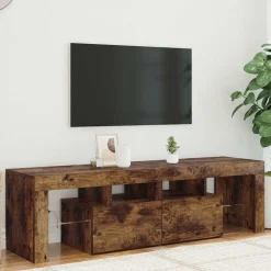 vidaXL Mueble de TV con luces LED color 140x36,5x40 cm Roble ahumado Best