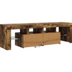 vidaXL Mueble de TV con luces LED color 140x36,5x40 cm Roble ahumado Best