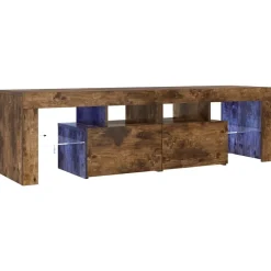 vidaXL Mueble de TV con luces LED color 140x36,5x40 cm Roble ahumado Best