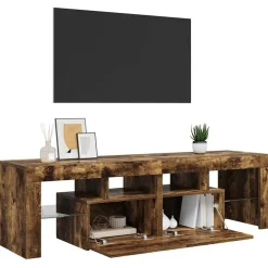 vidaXL Mueble de TV con luces LED color 140x36,5x40 cm Roble ahumado Best