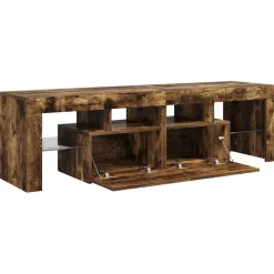 vidaXL Mueble de TV con luces LED color 140x36,5x40 cm Roble ahumado Best
