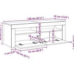 vidaXL Muebles Tv-Mueble de TV con luces LED 120x35x40 cm