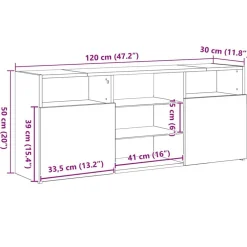 vidaXL Mueble de TV con luces LED 120x30x50 cm Roble negro Discount