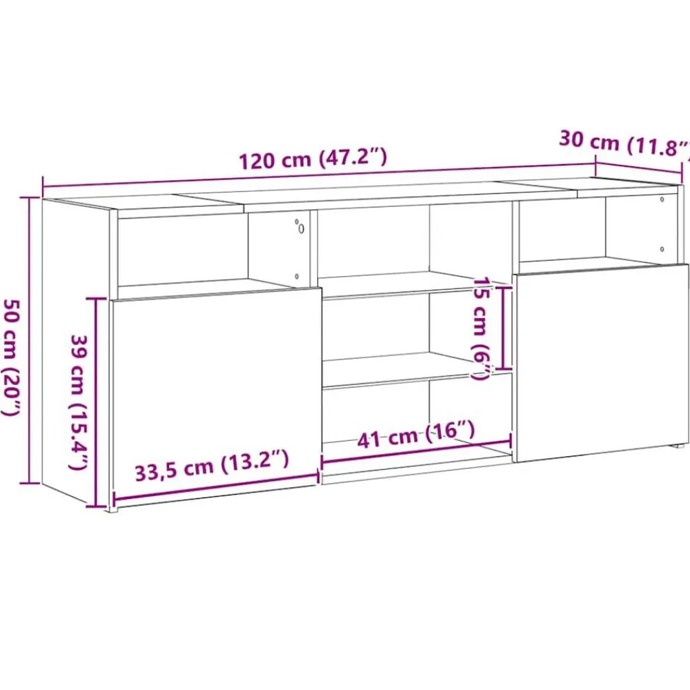 vidaXL Mueble de TV con luces LED 120x30x50 cm Roble negro Discount
