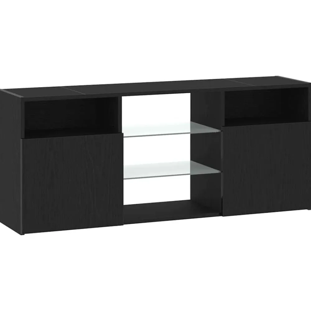 vidaXL Mueble de TV con luces LED 120x30x50 cm Roble negro Discount