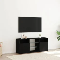 vidaXL Mueble de TV con luces LED 120x30x50 cm Roble negro Discount