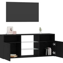vidaXL Mueble de TV con luces LED 120x30x50 cm Roble negro Discount