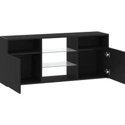 vidaXL Mueble de TV con luces LED 120x30x50 cm Roble negro Discount