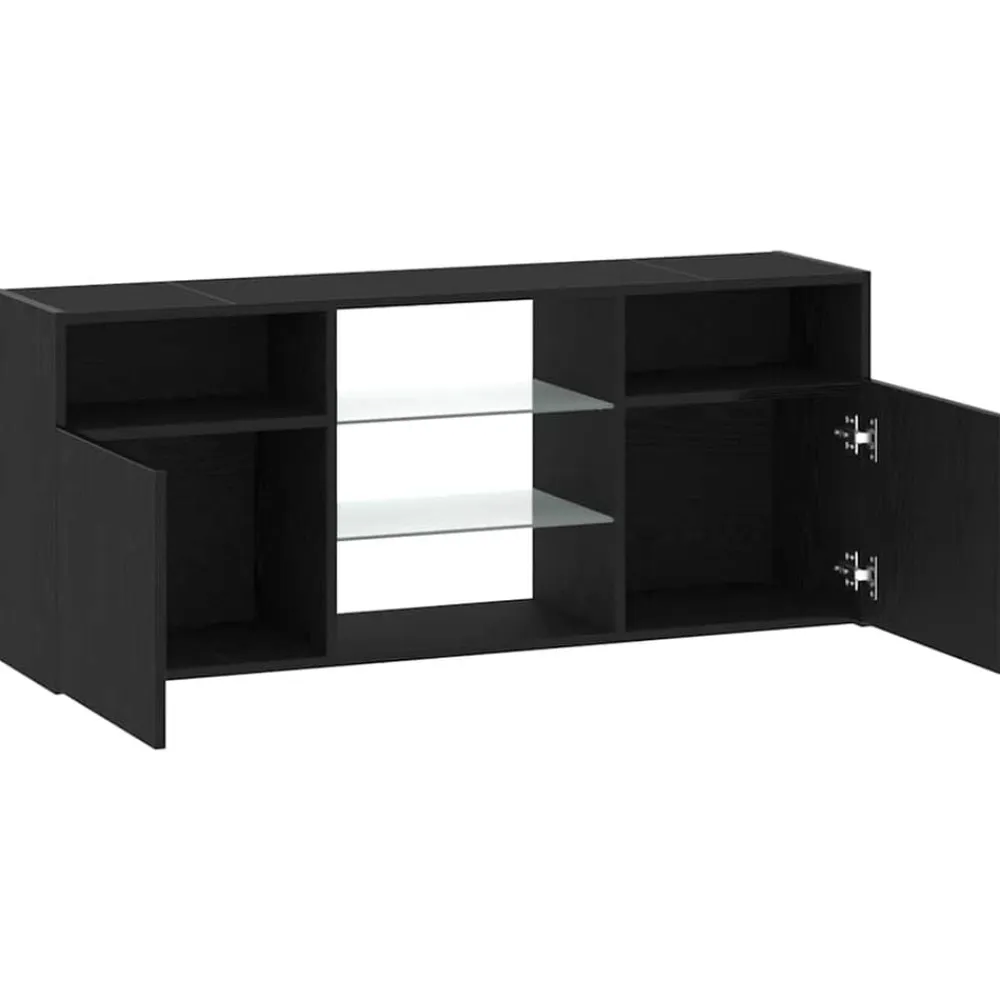 vidaXL Mueble de TV con luces LED 120x30x50 cm Roble negro Discount