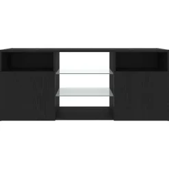 vidaXL Mueble de TV con luces LED 120x30x50 cm Roble negro Discount