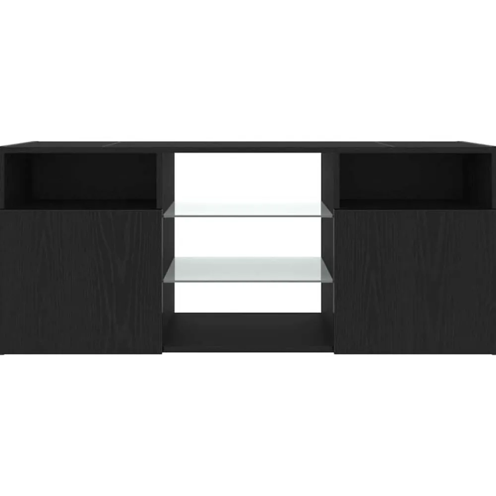 vidaXL Mueble de TV con luces LED 120x30x50 cm Roble negro Discount