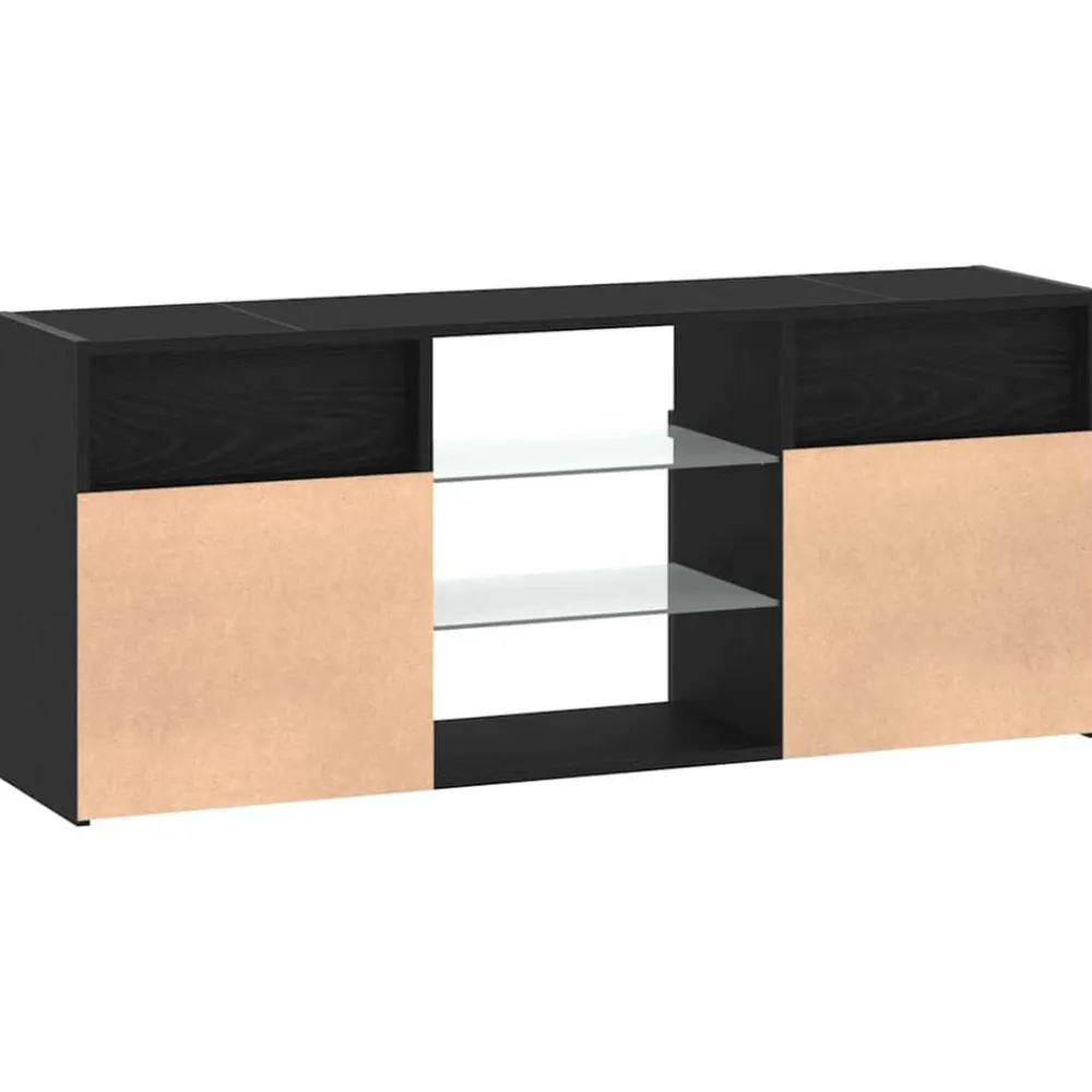 vidaXL Mueble de TV con luces LED 120x30x50 cm Roble negro Discount