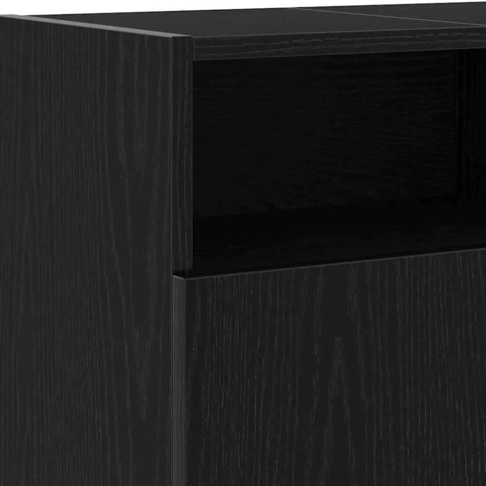 vidaXL Mueble de TV con luces LED 120x30x50 cm Roble negro Discount