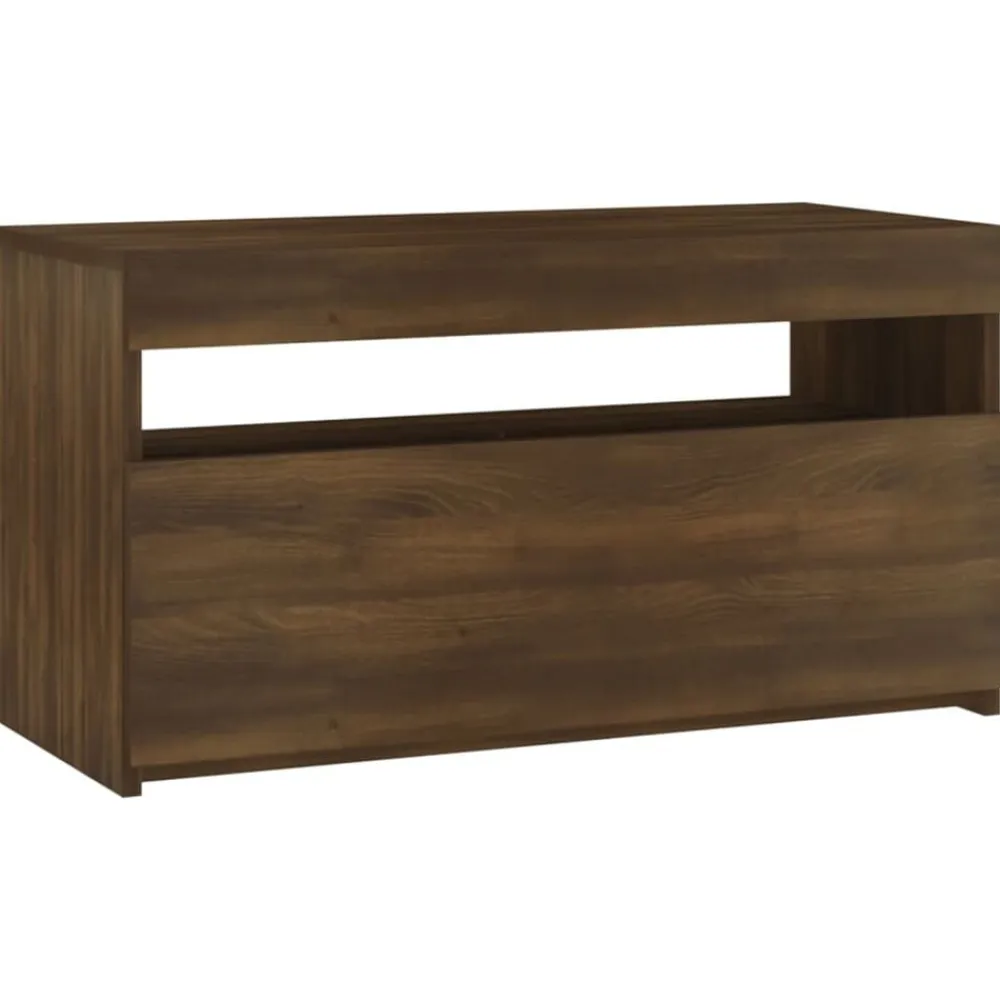vidaXL Muebles Tv-Mueble de TV con luces LED roble marrón 75x35x40 cm