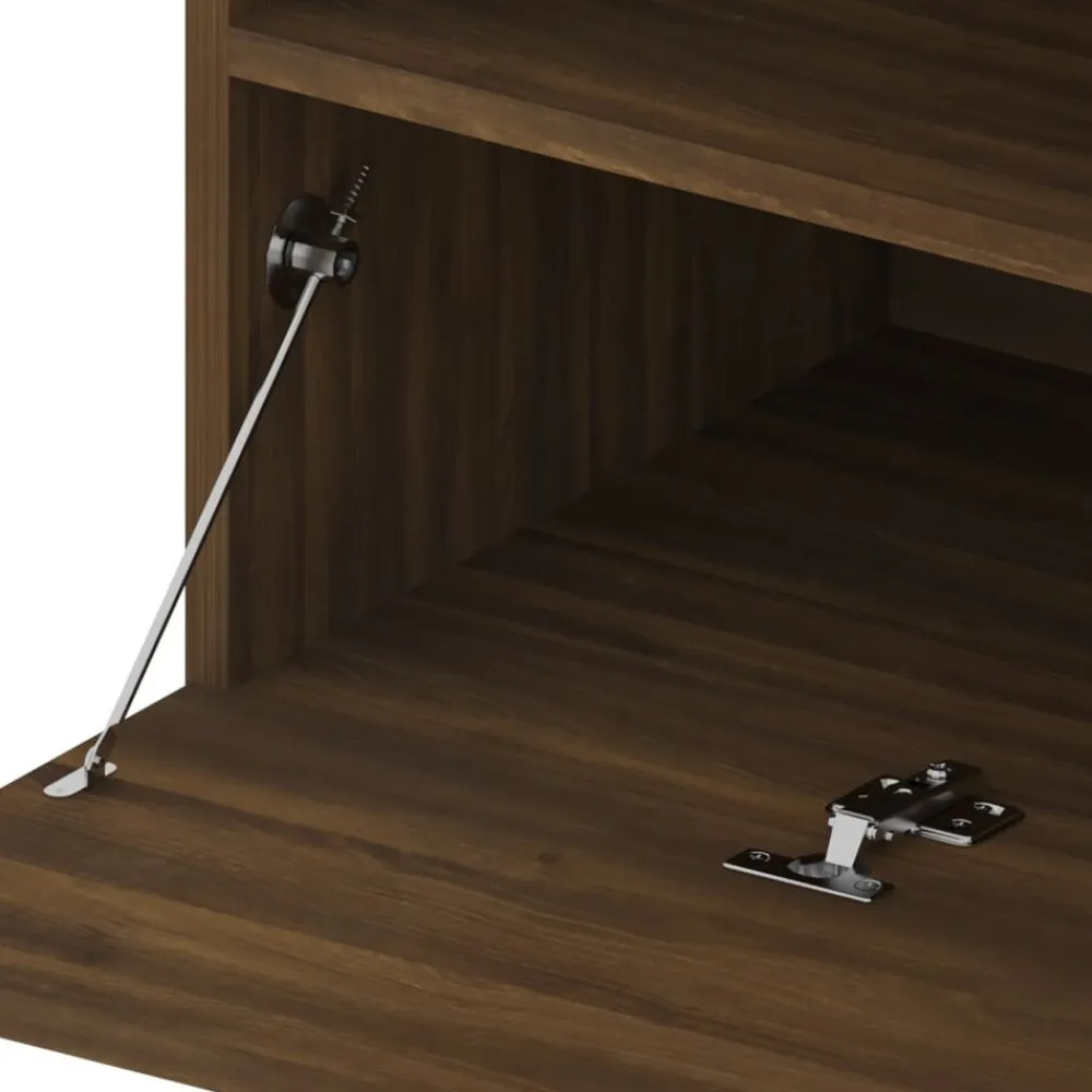 vidaXL Muebles Tv-Mueble de TV con luces LED roble marrón 75x35x40 cm
