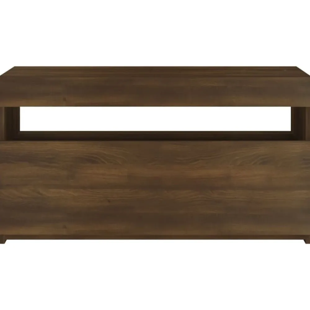 vidaXL Muebles Tv-Mueble de TV con luces LED roble marrón 75x35x40 cm