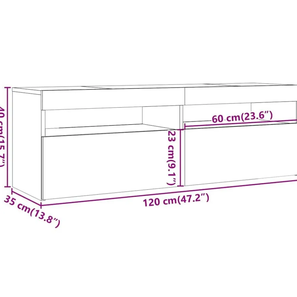 vidaXL Muebles Tv-Mueble de TV con luces LED 120x35x40 cm