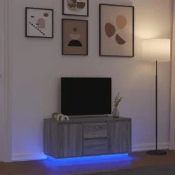 vidaXL Mueble de TV con luces LED Sonoma gris 100x41x50 cm Gris sonoma New