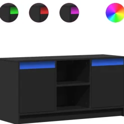 vidaXL Muebles Tv-Mueble de TV con LED madera de ingeniería 100x34x50 cm