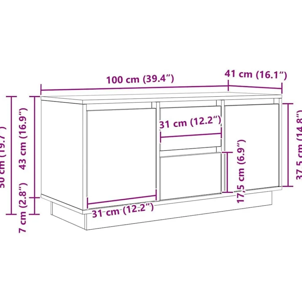 vidaXL Muebles Tv-Mueble de TV con luces LED 100x41x50 cm