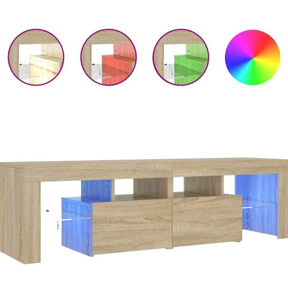vidaXL Muebles Tv-Mueble de TV con luces LED color 140x36,5x40 cm