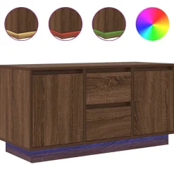 vidaXL Mueble de TV con luces LED roble marrón 100x41x50 cm Marrón roble Sale